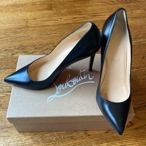 Christian Louboutin Pigalle Nappa Black Leather Pumps w/ Dust Bags, Box, soles